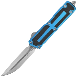 Microtech Scarab II Gen III D/E-S OTF Knife Blue Aluminum, Stonewashed M390MK by Tony Marfione (1180-10BL)