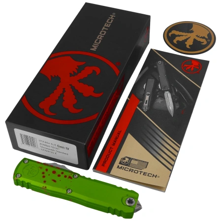 Microtech UTX-85 Gen IV D/E OTF Knife Zombie Aluminum, Stonewashed M390MK by Tony Marfione (12324-10Z)