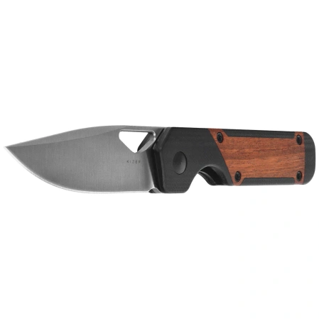 Kizer Mini Militaw Knife Black G10 / Mkuruti Wood, Satin Nitro-V by Jonathan Styles (V3634SA4)