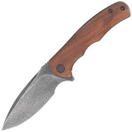 Civivi Mini Praxis Knife Guibourtia Wood, Black Hand Rubbed Damascus (C18026C-DS1)