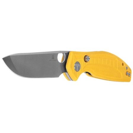 Bestechman Angry Owl Knife Yellow G10, Satin/Stonewashed D2 by Keanu Alfaro (BMK12A-1)