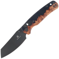 Bestechman Cicada's Wing Knife Wood / Black-Gold Resin, Black PVD 10Cr15MoV (BMK06-W-6)