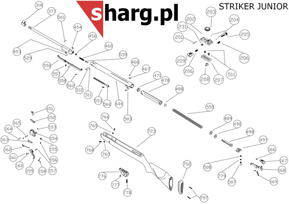 Element prowadzący do dźwigni naciągu (2-częściowa) Hatsan STRIKER JUNIOR (558)