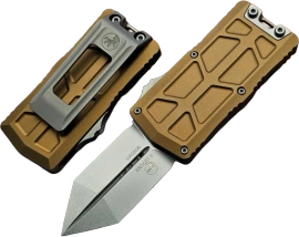Nóż automatyczny OTF Microtech Exocet II Spartan Tan Aluminum, Stonewashed M390MK by Tony Marfione (1155-10TA)