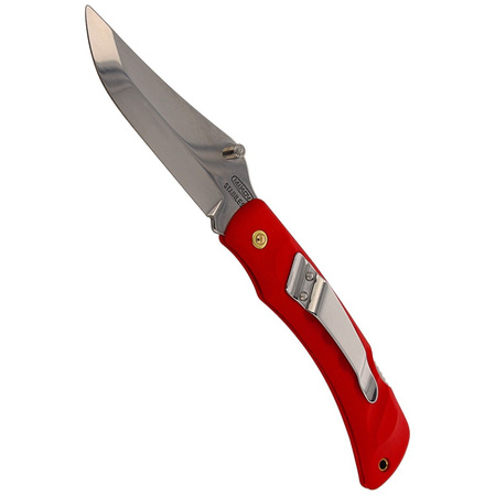 Mikov Crocodile Red ABS Folding Knife, Mirror Finish with Clip (243-NH-1/C CLIP/RED)