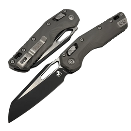 Microtech MSI S/E Knife Fluted Natural Clear Aluminum, Black Cerakote M390MK by Tony Marfione (210-1FLNC)