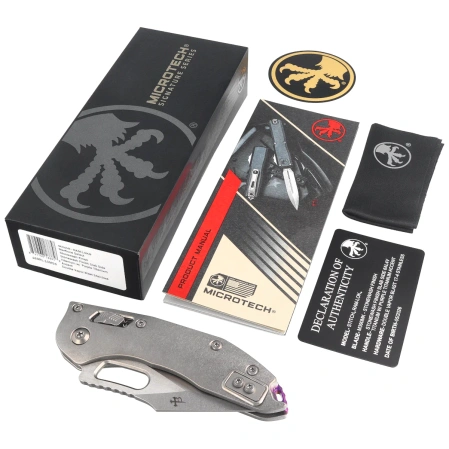 Microtech Stitch Ram-Lok S/E Marfione Select Knife Gray Titanium, Stonewashed M390MK by Borka Blades and Tony Marfione (169RL-10MS3)