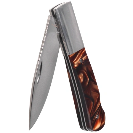 Nóż składany Third Decor Habitat N108 Amber Acrylic/Steel, Mirror-Polished 8Cr14MoV (TK-N108)