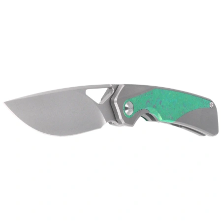Kizer Topsail Knife Silver-Green Crystallized Titanium, Blast M390 by Jonathan Styles (Ki3735A4)
