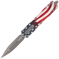 Microtech Dirac Delta D/E Signature OTF Knife 250th Anniversary 4th of July Aluminum, Apocalyptic M390MK by Tony Marfione (227-10APS-4J250)