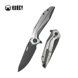 Kubey Nova FL KB235E Knife, Gray Titanium, Black Stonewashed 14C28N