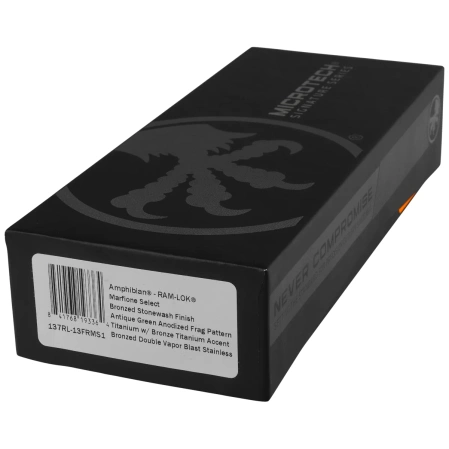 Nóż składany Microtech Marfione Select Amphibian Ram-Lok S/E Antique Green Frag Titanium, Bronzed Stonewashed M390MK by Tony Marfione (137RL-13FRMS1)