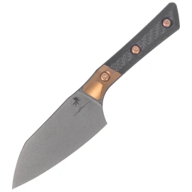 Microtech Santoku 4.2'' Signature Kitchen Knife Bronze Titanium Bolsters/Carbon Fiber, Black DLC M390MK (3300B-1DLCCFS)