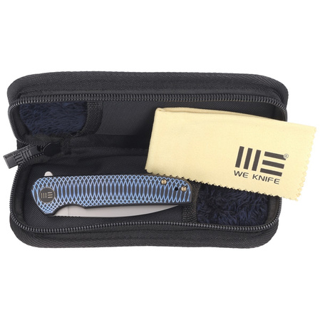 WE Knife Shakan LE No 198/310 Blue Satin Polished Patterned Titanium, Silver Bead Blasted CPM 20CV (WE20052C-1)