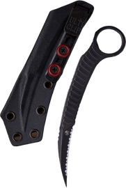 Microtech Feather Signature Knife Flag Distressed Black F/S M390 by Bastinelli (215-3DBKS-FLAG)