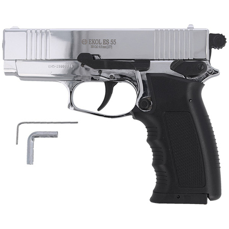 Zestaw pistolet wiatrówka Voltran Ekol ES 55 Shiny 4.5 mm, 1400 BBs, 10 kapsuł, tarcze