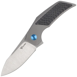 Reate T2500 Knife Gray Titanium / Carbon Fiber, Satin M390 by Tashi Bharucha