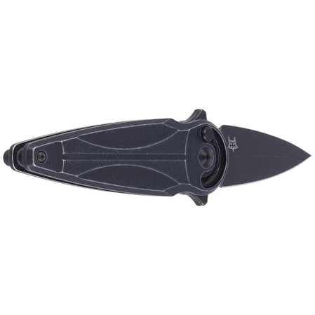 FOX Saturn Left Handed Knife, Black Aluminium, Black Stone washed N690Co by Denis Simonutti (FX-551 SX ALB)