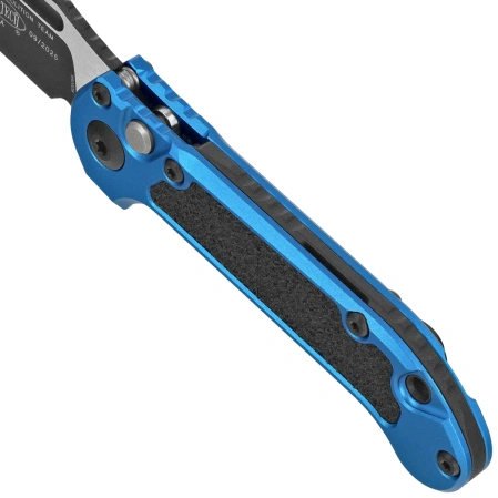 Microtech LUDT Gen III T/E Automatic Knife Blue Aluminum, Black M390MK by Tony Marfione (1136-1BL)