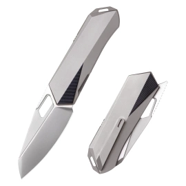 Remette Woodpecker Knife Gray Titanium, Hand Grinding Pearlescent M390 (RTWP-T)