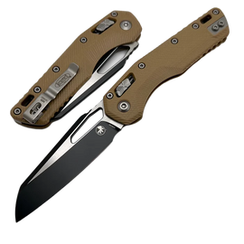 Microtech MSI S/E Knife Fluted Tan G10, Black Cerakote M390MK by Tony Marfione (210-1FLGTTA)