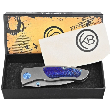Nóż składany KB Kubey Vertigo Gray Titanium / Timascus, Stonewashed CPM S35VN by Peter Carey (KB258D)