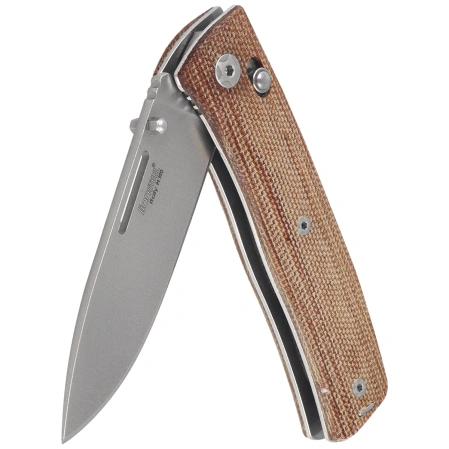 LionSteel NiNi Knife Natural Canvas Micarta, Satin M390 by Gianni Pauletta (NN1 CVN)