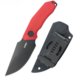 Kubey Basilisk Fixed Knife Red G10, Blackwashed 14C28N by Damned Designs (KU381B)