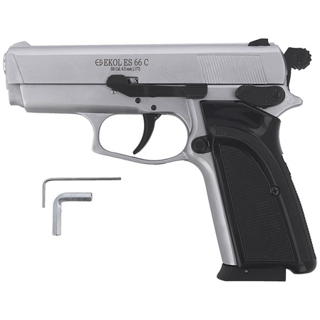 Zestaw wiatrówkowy 09: pistolet Voltran Ekol ES 66C White 4.5 mm, 1400 BBs, 10 kapsuł CO₂, 100 tarcz