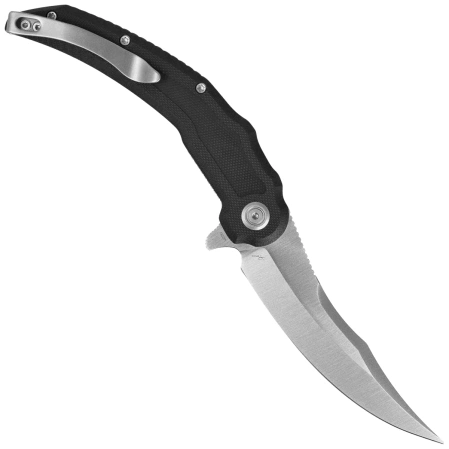 Kubey Crest Knife Black G10, Satin 14C28N by Yuze Zhong (KU346A)