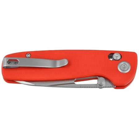 Kubey Bluff Knife Red G10, Sandblasted 14C28N by Garet Caronna (KU248H)