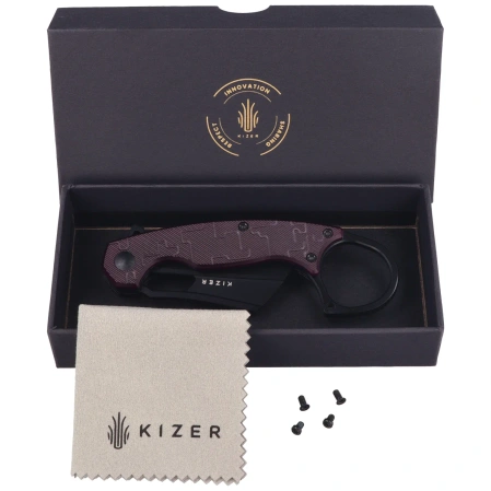 Nóż składany Kizer Dodo Karambit Purple PC, Black PVD Nitro-V by Giedymin (V2702A2)