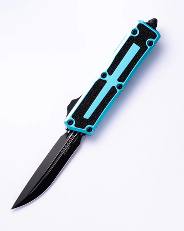 Microtech Scarab II Gen III D/E-S OTF Knife Turquoise Aluminum, Black M390MK by Tony Marfione (1180-1TQ)