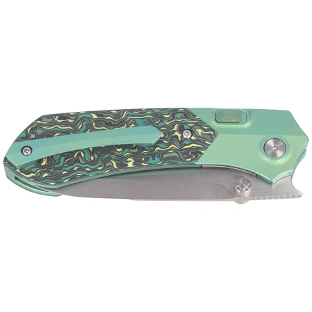 Nóż składany Remette Meteor Green Anodizing Carbon Fiber/Titanium, Pearlescent M390 (RTPT-CL)