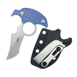 Kubey Stheno Knife Blue Micarta, Beadblasted 14C28N by MUZI Design (KU404D)