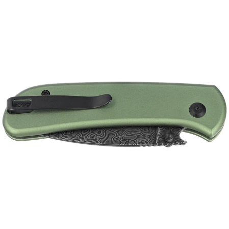 Civivi Knife Qubit Green Aluminum, Black Damascus (C22030E-DS1)