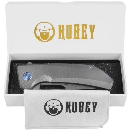 Kubey Knife Hyperion Micro Milling Lines Titanium, Sandblasted CPM S35VN by Jelly Jerry (KB368G)