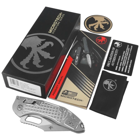 Microtech Marfione Select Stitch Ram-Lok S/E Knife Frag Titanium, Double Vapor Blast HW, Stonewashed M390MK by Borka Blades and Tony Marfione (169RL-10FRMS2)