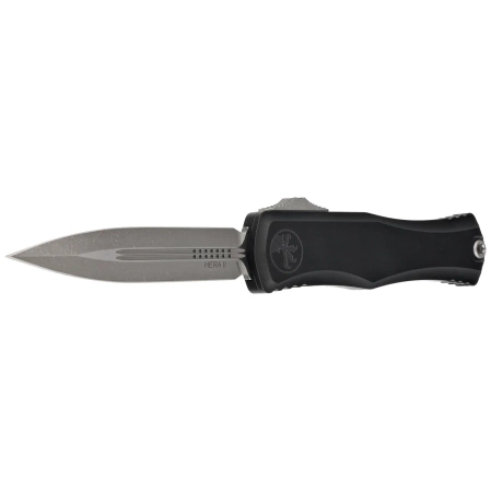 Nóż automatyczny OTF Microtech Hera II D/E Black Aluminium, Apocalyptic M390MK by Tony and Sean Marfione (1702-10AP)