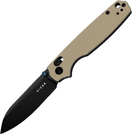 Kizer Pokiman CS Knife Tan Aluminum, Black PVD AEB-L (3789A6)