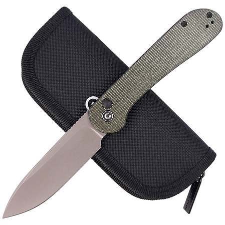 CIVIVI Knife Button Lock Elementum Dark Green Micarta, Gray Stonewashed (C2103C)