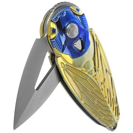 Nóż składany Rike Knife RK Cicada-G Gold Titanium, Bead Blasted M390