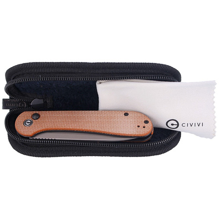 Nóż składany CIVIVI Button Lock Elementum Brown Micarta, Gray Stonewashed (C2103D)