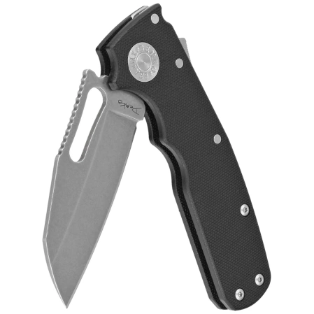 Demko Shark Cub Shark Foot Knife Black G10, Stonewashed CPM 20CV by Andrew Demko (SC-20CV-BLKG10-SF)