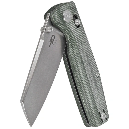 Bestech Slasher Green Micarta, Stonewashed D2 Knife (BG56B-1)