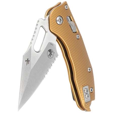 Microtech Stitch Ram-Lok S/E Knife Tan Fluted Aluminum, Stonewashed P/S M390MK by Borka Blades and Tony Marfione (169RL-11FLTA)