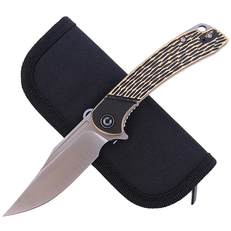 CIVIVI Knife Dogma Black Polished Brass, Satin Finish (C2014A)