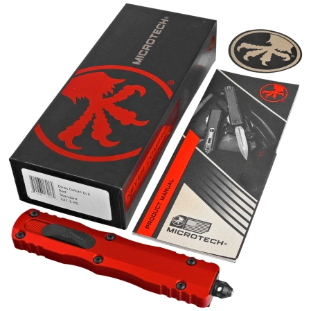 Microtech Dirac Delta D/E OTF Knife Red Aluminum, Black M390 by Tony Marfione (227-1RD)