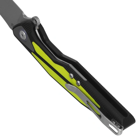 Nóż składany Rike Knife Tulay Black / Fluorescent Green Inlay, Matted 154CM (RK-TULAY-BFG)