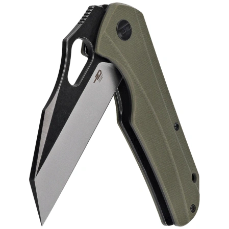 Bestech Operator Knife Green G10, Satin/Black D2 (BG36C)
